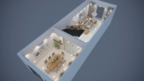 Thiết kế phòng khách liền phòng bếp với ý tưởng siêu độc đáo cho nhà ống